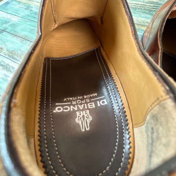 Di Blanco Spqr Oxfords Mens Size 9D Brown Leather Cap Toe Dress Formal Shoes - Picture 5 of 15